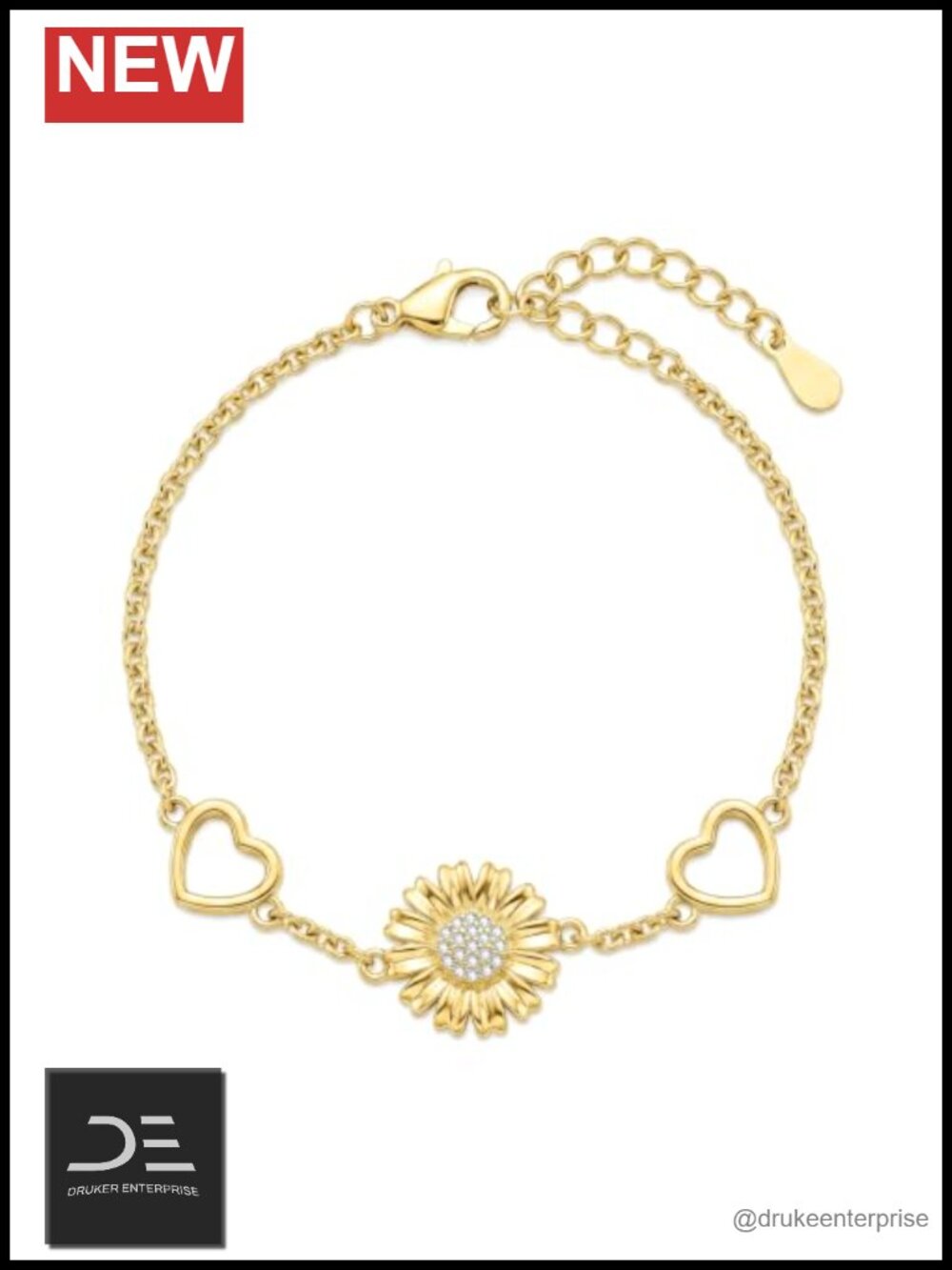 14K Gold Plated Sunflower Bracelet for Women, Dainty Flower Jewelry